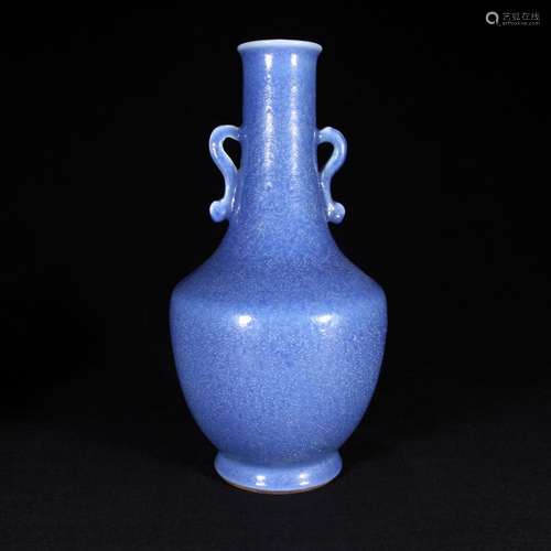 Blue glazed double ear vase