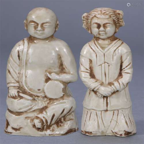 Two celadon figure decorations