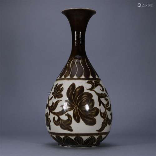 Cizhou Kiln flower pattern jade pot spring bottle