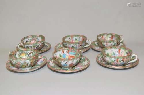 Set of Six 19th C. Chinese Export Porcelain Tea Wares