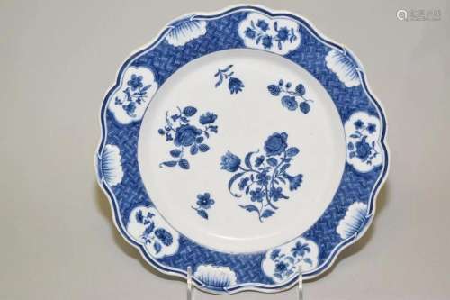 17th C. Chinese Export Porcelain B&W Floral Plate