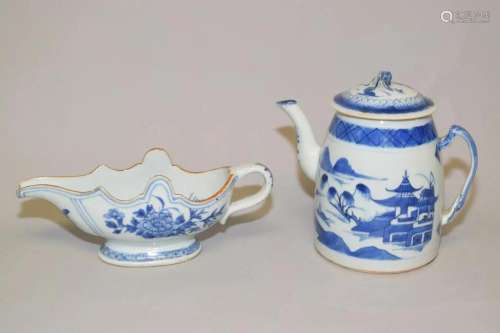 Two 17-19th C. Chinese Export Porcelain B&W Tea Wares