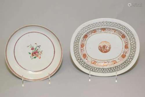Two 17-18th C. Chinese Export Porcelain Plates