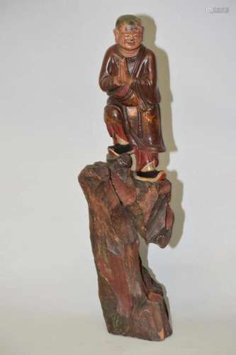 Early Qing Chinese Wood Carved Liu Hai Sculpture