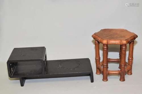 Two Chinese Hongmu Carved Stands