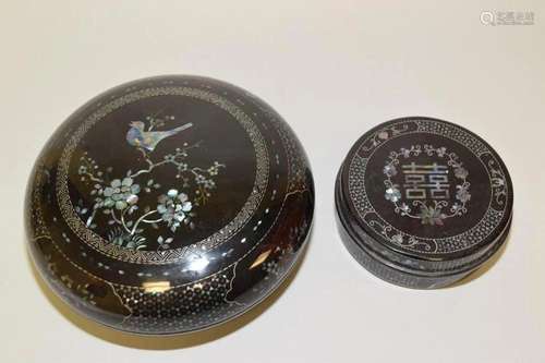 Two Chinese Mother-of-Pearl Inlay Lacquer Boxes