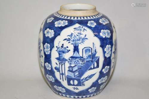 17-18th C. Chinese Porcelain B&W Study Object Jar