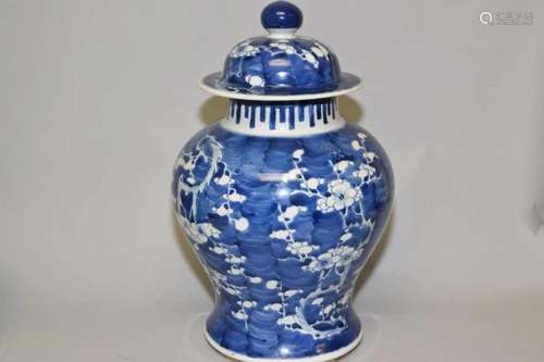 19th C. Chinese Porcelain B&W Plum Jar