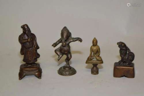 Four Chinese/Hindu/Japanese Bronze Figurines