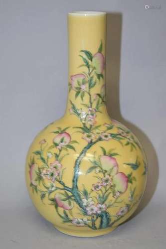 1950-70s Chinese Porcelain Famille Jaune Bulbous Vase
