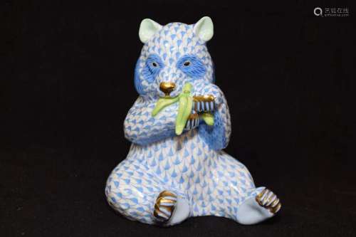 Herend Hungary Porcelain Blue Panda Figurine