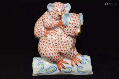 Herend Hungary Porcelain Red Koala Figurine