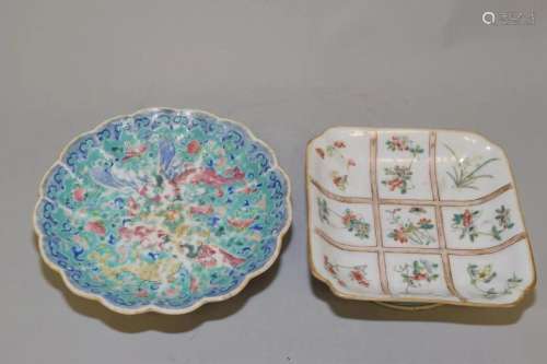 Two 19-20th C. Chinese Porcelain Famille Rose Dishes