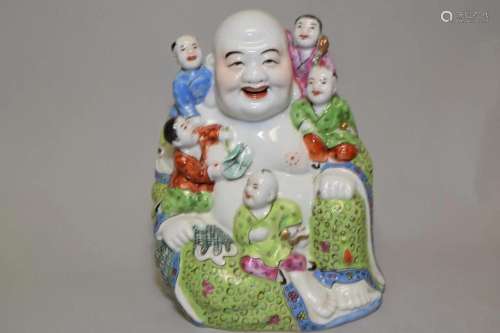 19-20th C. Chinese Porcelain Famille Rose Buddha