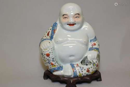 19-20th C. Chinese Porcelain Famille Rose Buddha