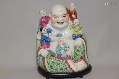19-20th C. Chinese Porcelain Famille Rose Buddha