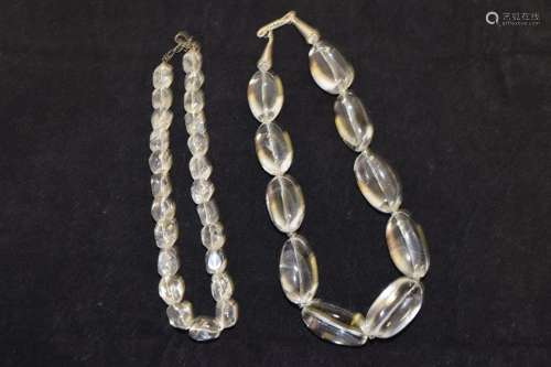 Two Chinese Rock Crystal Bead Necklaces