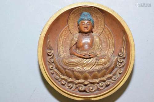 19th C. Japanese Gilt Wood Carved Portable Buddha