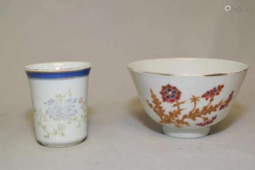 Two 19th C. Chinese Porcelain Famille Rose Cups