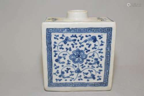 18th C. Chinese Export Porcelain B&W Tea Caddy