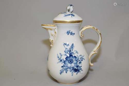 19th C. Meissen Germany Porcelain B&W Coffee Pot