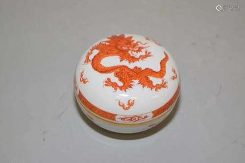 Meissen Germany Porcelain Red Ming Dragon Lidded Box