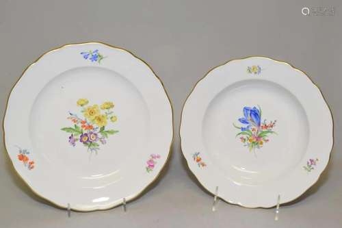 Two 19th C. Meissen Germany Porcelain Floral Dishes