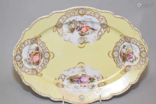 19th C. Meissen Germany Hand-Painted Serving Dish