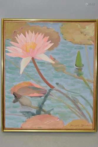 Water Lily Oil Painting on Canvas by Mizue Sawano