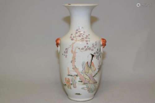 Qing Chinese Porcelain Iron Red Vase, Tan YuanTai