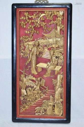 Chinese Guangdong Export Gilt Wood Carved Plaque