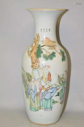 19th C. Chinese Porcelain Famille Verte Vase, Signed