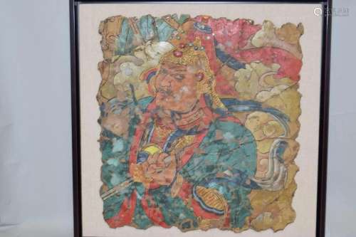 Section of Song/Ming Chinese Polychrome Wall Painting