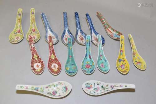 Group of 19-20th C. Chinese Porcelain Spoons