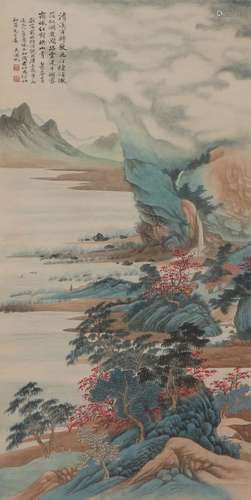 A CHINESE PAINTING OF MOUNTAINS LANDSCAPE