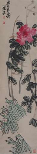 A CHINESE PAINTING OF FLOWERS