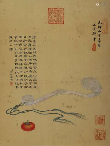 A CHINESE PAINTING OF RUYI ORNAMENTS