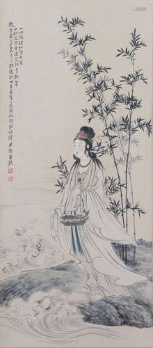 A CHINESE PAINTING OF GUANYIN BUDDHA