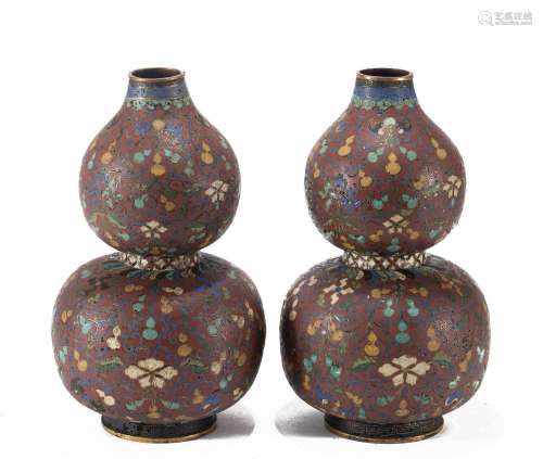A PAIR OF CHINESE DOUBLE-GOURDS VASES