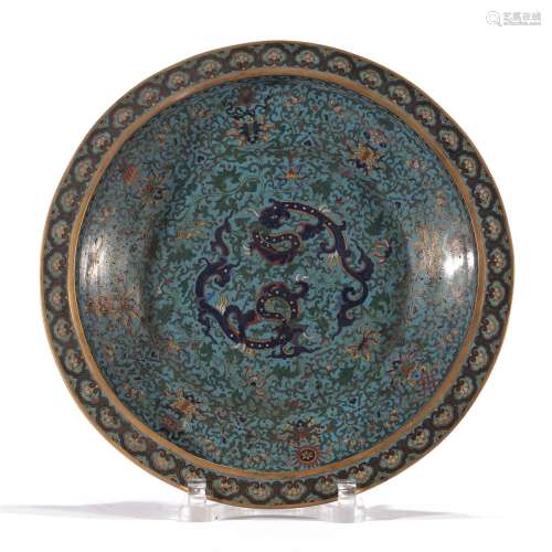 A CHINESE CLOISONNE DISH