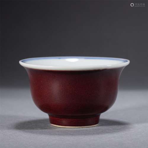 A CHINESE RED GLAZE PORCELAIN CUP