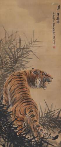A CHINESE PAINTING OF A TIGER