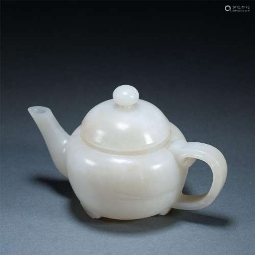 A CHINESE WHITE JADE TEAPOT