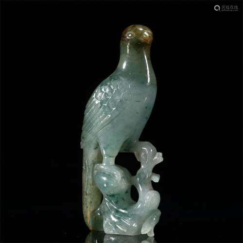 A CHINESE JADEITE BIRD ORNAMENTS