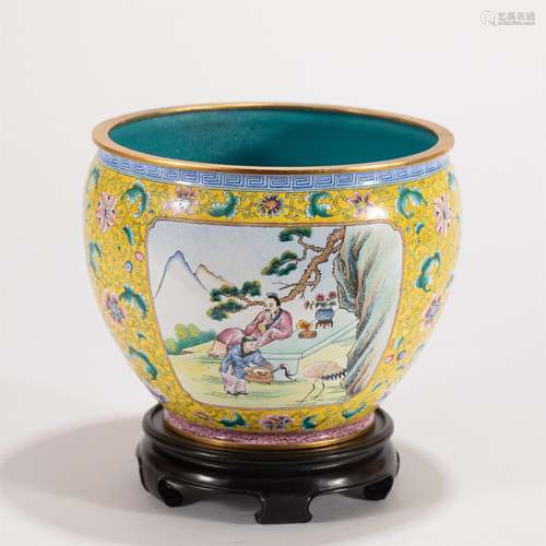 A CHINESE PAINTED ENAMEL FIGURE STORY JAR