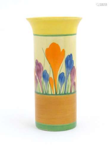 A Clarice Cliff vase decorated in the Crocus pattern, shape ...
