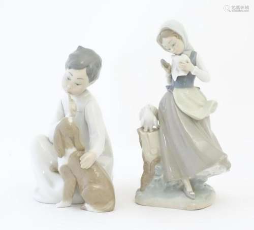 Two Lladro figures comprising Girl with Doves model no. 4915...
