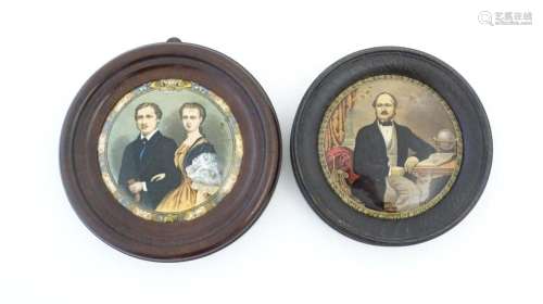 Two Prattware pot lids comprising Albert Edward Prince of Wa...