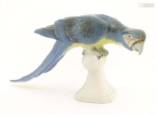 A Royal Dux model of a Macaw bird / Parrot with blue, green ...