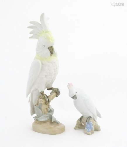 Two Royal Dux models of birds, comprising a large Cockatoo b...